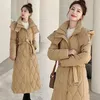 Women's Trench Coats Winter Coat Women Down Jacket Detachable Hat Long Knee Length Thickened Slimming Diamond 303CYL