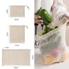 Shopping Bags 2023 Reusable Vegetable Bag Washable Cotton Mesh Eco String For Fruit Kitchen Storage And Organizer