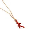 Pendant Necklaces Korean Romantic Red Coral Necklace For Women Gold Plated Zinc Alloy Chain Jewelry Casual Party Office Ladies