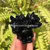 Natural Yooperlite Cerberus Dog Sculpture Decor Unique Black Obsidian Quartz Crystal Three Headed Animal Statue Carved Stone Guardian of the Underworld Figurine