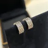 Stud Earrings High Quality 925 Sterling Silver Full Zircon Three Row Lattice Ear Studs For Women Luxury Fine Jewelry