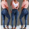 Jeans feminino casual hip-lifting slim-fit estiramento franjas cinto lápis calças de cintura alta calças jeans para mulher