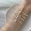 Charm Bracelets ALLME Simple Barque Freshwater Pearl Beaded Bracelet For Women White Natural Shell Letter Strand Accessories