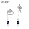 Stud Earrings GEM'S BALLET Women Design Silver Needles Tassels Diffusion Sapphire Eardrop Exquisite Dangle Fine Jewelry