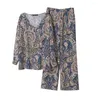 Dames Tweedelige Broek T-shirt Set Ademend Losse Outfit Verkoeling Verkleden Mode Dame Bohemen Print Baggy Loungewear