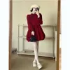 Manches longues lolita Noël Nouvel An robes rouges femelles hautes taille vintage garniture gothique robe robe femme