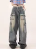 Jeans da donna Vintage Straight Cargo Y2k anni '90 Baggy Harajuku Pantaloni a gamba larga in denim Moda estetica Pantaloni da cowboy Vestiti 2023