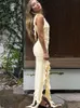 Sexy Rüschen Geraffte Ärmellose Maxi Kleid Mode Schlank Schlitzte Unregelmäßige Tank Kleider Frauen Party Sommer Urlaub Bodycon Vestido