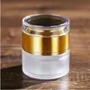 Frosted Glass Jar Cream Bottles Round Cosmetic Jars Hand Face Cream Bottle 20G-30G-50G burkar med guld/silver/vit akrylmössa pp foder trqg