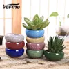 YeFine 8 Stück Eisrissige Keramik-Blumentöpfe für saftige Pflanzen, kleiner Bonsai-Topf, Heim- und Gartendekoration, Mini-Sukkulenten-Blumentöpfe 21294F