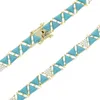 Charm Bracelets Geometric Triangle Turquoises Stone Linked CZ Tennis Chain Gold Color Fashion Bracelet For Women