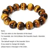 Strand Natural Tiger's Eye Stone Pärlade armband för kvinnor och män Elastic Cord Bangle Par Present Passist Drop