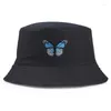 Berets Panama Bucket Cap Unisex Butterfly Hat Hat Fisherman Summer Sun Suncreen