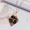 Pendant Necklaces Natural Abalone White Shell Triangle Leopard Snakeskin Wood Grain Leather Leaf Shape Feather Necklace For Women