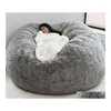 Capas de cadeira Ers 135150cm Nt Fur Bean Bag Er Grande Rodada Soft Fluffy Faux Beag Lazy Sofachair Drop Delivery Home Garden Têxteis Sas219i