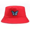 Berets Panama Bucket Cap Unisex Butterfly Hat Hat Fisherman Summer Sun Suncreen