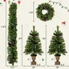 Juldekorationer Prelit Tree Artificial 4 -Stycken Set Garland Wreath och av 2 3ft ingångsträd Xmas med LED -lampor 231121