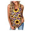 T-shirts femme imprimés tournesol femmes col rond sans manches lâche décontracté léopard vêtements d'été pour t-shirts T-Shirty Damskie