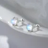 Minimalistische edelsteen 925 Sterling Silver Studs Moonstone Elegant Small Stud Cabochon oorbellen Zilver