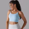 Abbigliamento da yoga Reggiseni sportivi push-up morbidi e burrosi Reggiseno imbottito senza schienale per le donne Canotta corta per allenamento in palestra con cinturino per spaghetti incorporato