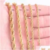 Correntes de alta qualidade banhado a ouro cadeia de corda colar de aço inoxidável para mulheres homens moda dourada cadeias torcidas jóias presente 2 3 4 5 6 Dh7WP