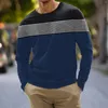 Camisetas para hombre, camiseta de manga larga con estampado de rayas a la moda, camisa informal diaria para hombre, camisetas de algodón de alta calidad de otoño, cómodas y de gran tamaño