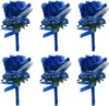 Dekorativa blommor 6st Artificial Boutonniere Bridal Corsage Rose Silk Flower With Pin and Clip for Wedding Prom Party