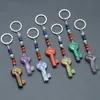 Natural Crystal Stone 7 Chakras Love Key Shape Keychain Heart Shaped Key Pendant DIY Creative Pendant Partihandel