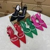 Dress Shoes Woman High Heeled Shoes Summer 2023 Elegant Sexy Pointed Slingback Pumps Bling Party Wedding Reception Stilettos Ladies Sandals