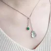 Chaînes Design Argent Incrusté Calcédoine Naturelle Collier De Gourde Pour Les Femmes Élégant Rétro Style Chinois Bijoux De Fête De Fiançailles