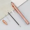 50pcs Rose Gold Ballpoint Pens Push Action Business Office Signature School Spiterery Instruments