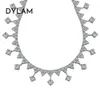 Dylam Stijl Fijne Sieraden Sterling Sier Rhodium Plated Vrouwen Cluster Diamond Elegante 5A Zirconia Bruiloft Ketting