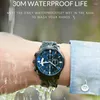 Armbandsur med tre ögon sex nålar Business Men's Watch Luminous Waterproof Full Steel Men Quartz Student Reloj Hombre