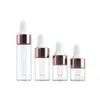 Aufbewahrungsflaschen Mini-Tropföl mit Roségoldkappe Reagenzpipetten Transparente Flasche 1 ml 2 ml 3 m 4 m 5 m