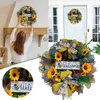 Fleurs décoratives abeille couronne de tournesol pendentifs suspendus artificiels ornements pour porte d'entrée joyeux miel jour décor