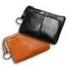 Plånböcker mini handväska för män plånbok kvinnor äkta läder blixtlås vintage kort dam liten smal kvinnlig kvinnor manliga tunna portomonee
