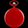 Taschenuhren, leuchtend rotes kreisförmiges Zifferblatt, Anhänger, Quarzuhr, Retro-Herren- und Damen-Taillenkette, Zubehör, Weihnachtsgeschenkuhr