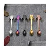 Spoons Stainless Steel Coffee Tea Long Handle Creative Mini Cat Spoon Drinking Tools Kitchen Gadget Flatware Tableware 1011 Drop Del Dhcbi