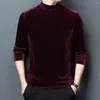 Herrenpullover, Pullover, Herbst und Winter, V-Ausschnitt, koreanische Version, schmale Passform, goldener Samt, modisches langärmeliges T-Shirt mit Unterhemd