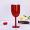 Gobelet à vin en acier inoxydable de 10 oz Verre à vin scellé Gobelet sans pied Double paroi sous vide avec couvercle incassable pour la fête de voyage à la maison FY5220 1122