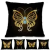 Kudde svart bakgrund diamant och gyllene fjärilar mönster linne kast fall hem soffa rum dekorativ täckning 45x45cm307j