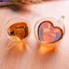 Tassen Herz Liebe Form Glas Kaffeetasse Tasse Doppelwand Trinken Tee Milch Saft Wasser Gläser Hitzebeständige Trinkgeschirr Set Liebhaber Geschenk 231121