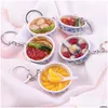 4cm Novel Simation Food Key Chains Party Favor Noodle Creative Keychain Chinese Blue and White Porcelain Bowl Mini Bag Drop Delivery DHip9