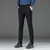 Ternos Masculinos Outono E Inverno Pelúcia Térmica Slim Jeans Engrossar Denim Stretch Calças Cilíndricas Longas Retas