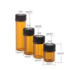 Amber Glass Essential Oil e Liquid Bottles 1 2 3 5 ml Glass test tube vial with plastic stopper black cover Qnqef