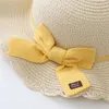 Wide Brim Hats Bucket 2pcsSet Kids Straw Shoulder Bags Set Girls Summer Outdoor Beach Cap Cute Bowknot Travel Sun Bag Panama 230421