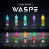 France Italy Spain Hungary vape wholesaler waspe 12000 puffs vapor kit 10K 12K airflow function RGB running customized ecig pod pen disposable vape