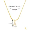 Pendant Necklaces Inlaid Zircon Letter Initial Pendant Necklace For Women Gold Chain Cute Charms Collier Alphabet Necklaces Jewelry Fr Dhn7R