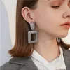 Dangle Earrings Perfect Quality Full Rhinestone Square For Women Fashion Jewelry Trendy Brand Collection Accessories