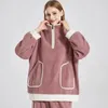 Women's Sleepwear Women Autumn Winter Couples Plus Thick Pajamas Warm Set Home Wear Pure Color Zipper High Neck Pocket Sets Loungewear